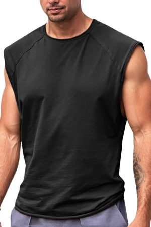 Mens Sleeveless Tank Tops Workout Cut Off Shirt Athletic Muscle Gym T Shirts