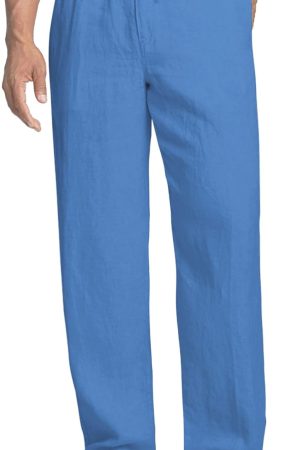 Men's Casual Linen Pants Elastic Waist Drawstring Beach Summer Pants Lightweight Linen Trousers