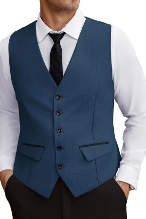 Men's Suit Vest Slim Fit Formal Business Dress Vest Wedding Tuxedo Waistcoat