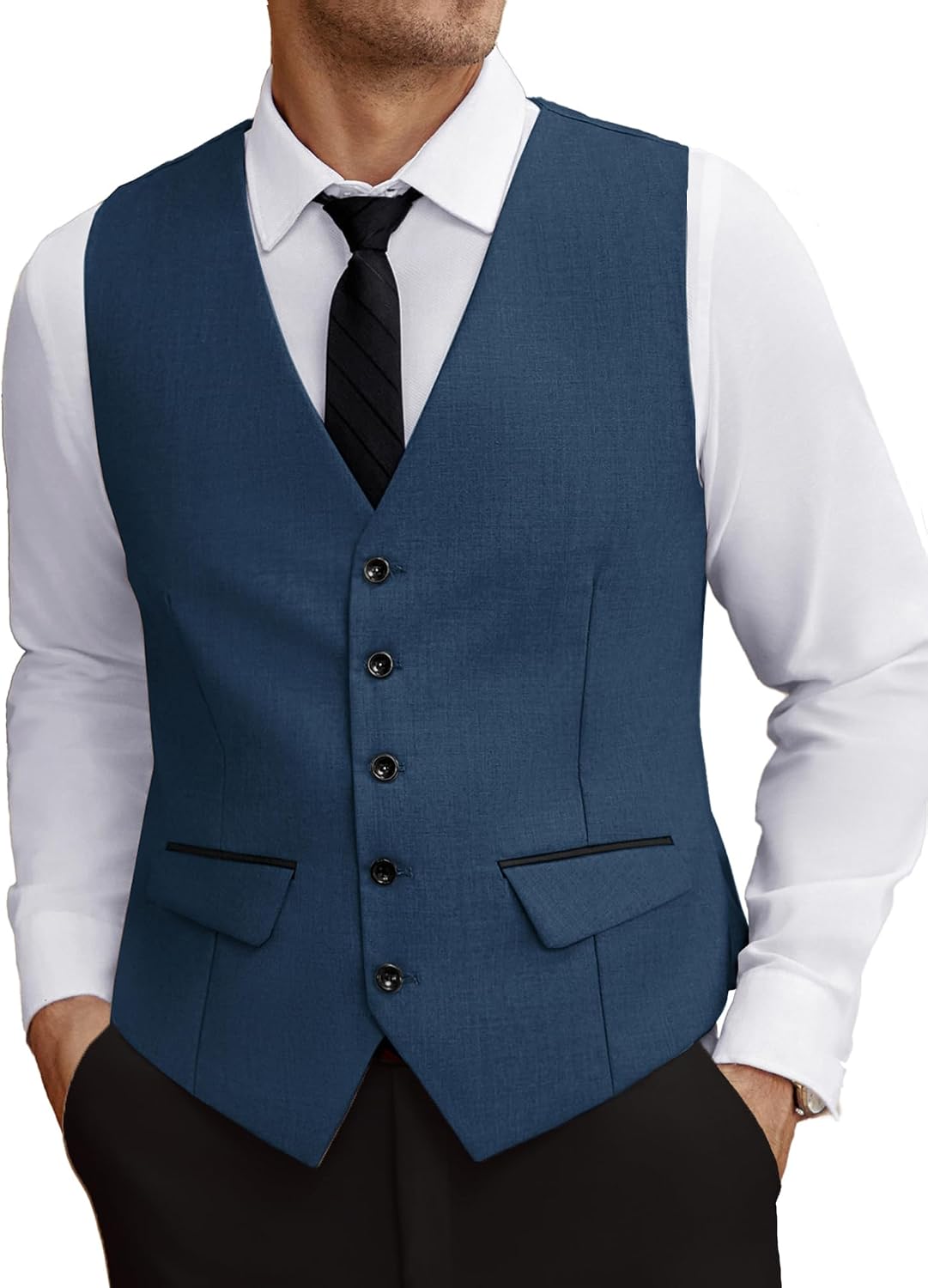 Men's Suit Vest Slim Fit Formal Business Dress Vest Wedding Tuxedo Waistcoat