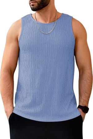 Men's Tank Tops Summer Sleeveless T Shirt Casual Ribbed Knit Muscle Basic Tee Shirts