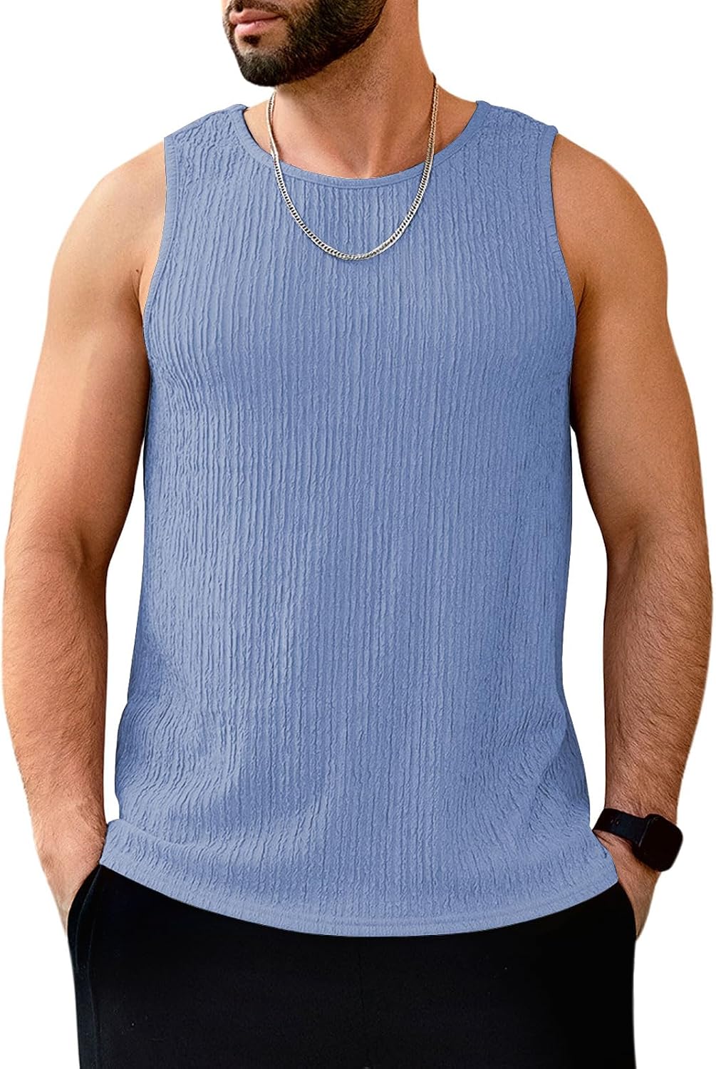 Men's Tank Tops Summer Sleeveless T Shirt Casual Ribbed Knit Muscle Basic Tee Shirts