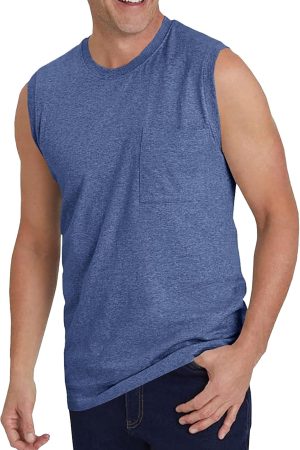 Men's Sleeveless Gym Tank Tops with Pocket Workout Bodybuilding Muscle T Shirts