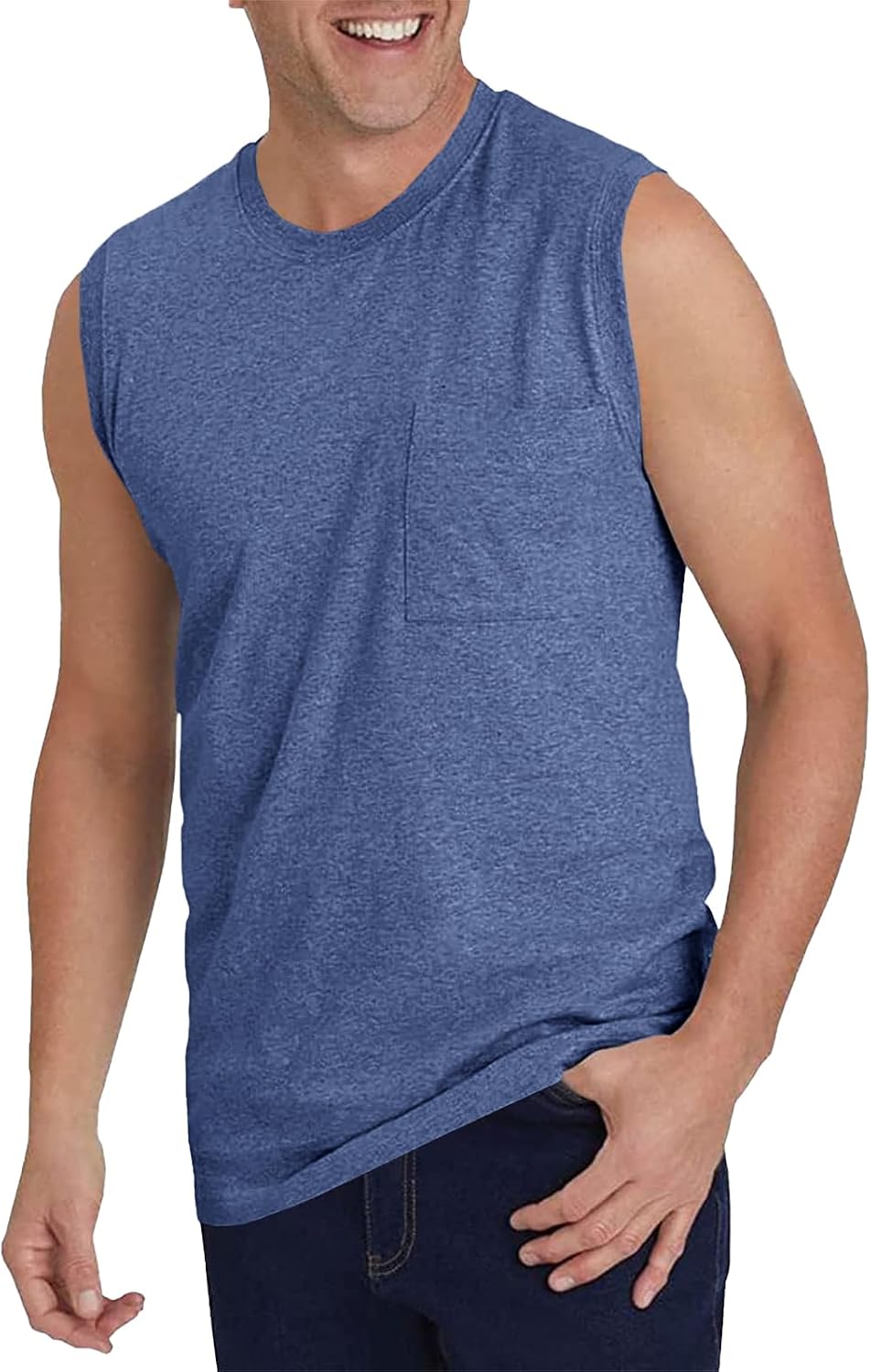 Men's Sleeveless Gym Tank Tops with Pocket Workout Bodybuilding Muscle T Shirts