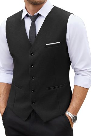 Men's Suit Vest Slim Fit Business Formal Waistcoat Casual Dress Vest