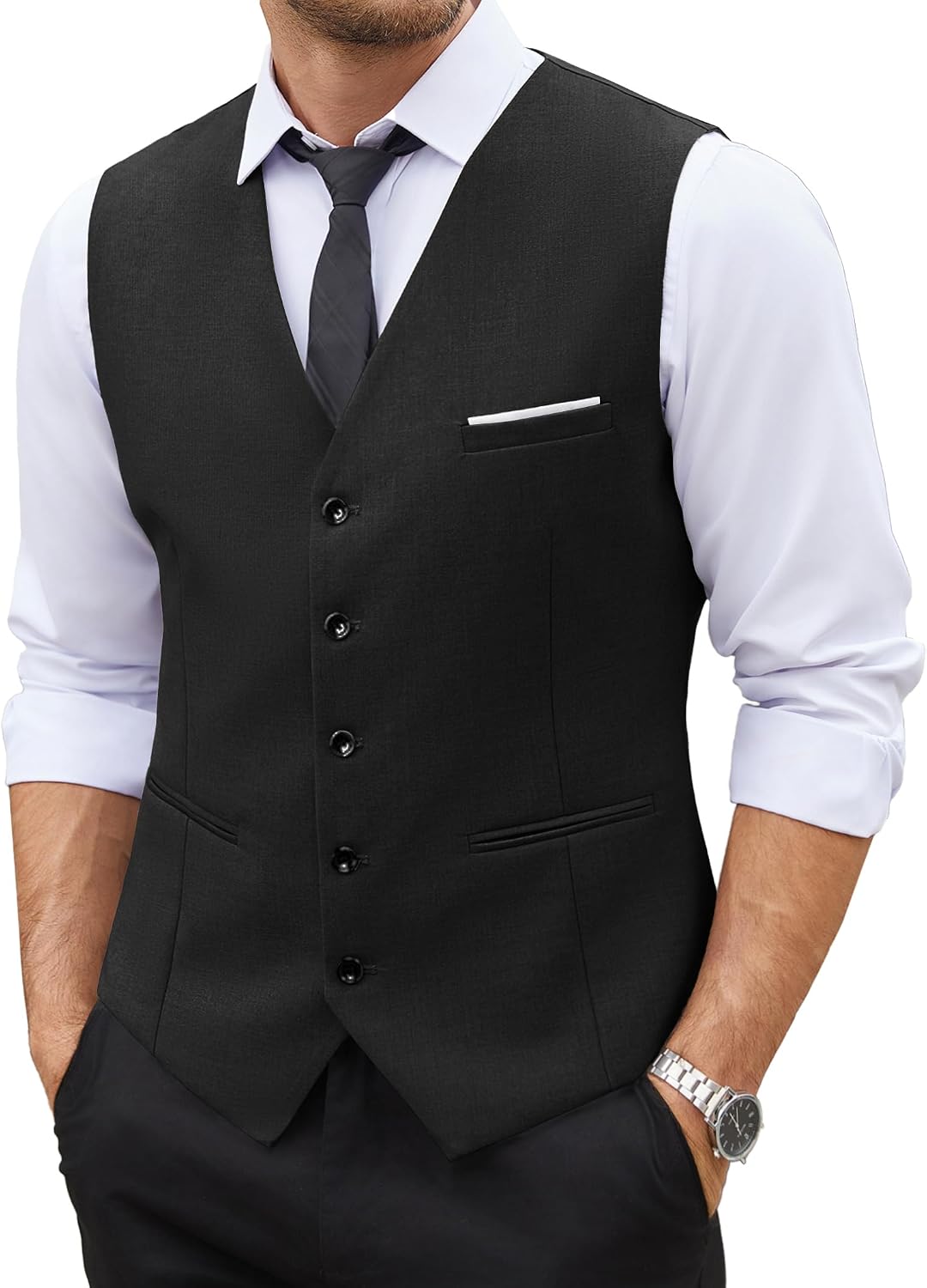 Men's Suit Vest Slim Fit Business Formal Waistcoat Casual Dress Vest
