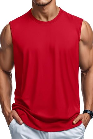 Men's Tank Top Cotton Muscle Workout Gym Shirts Moisture Wicking Lightweight Summer Casual Sleeveless Shirts