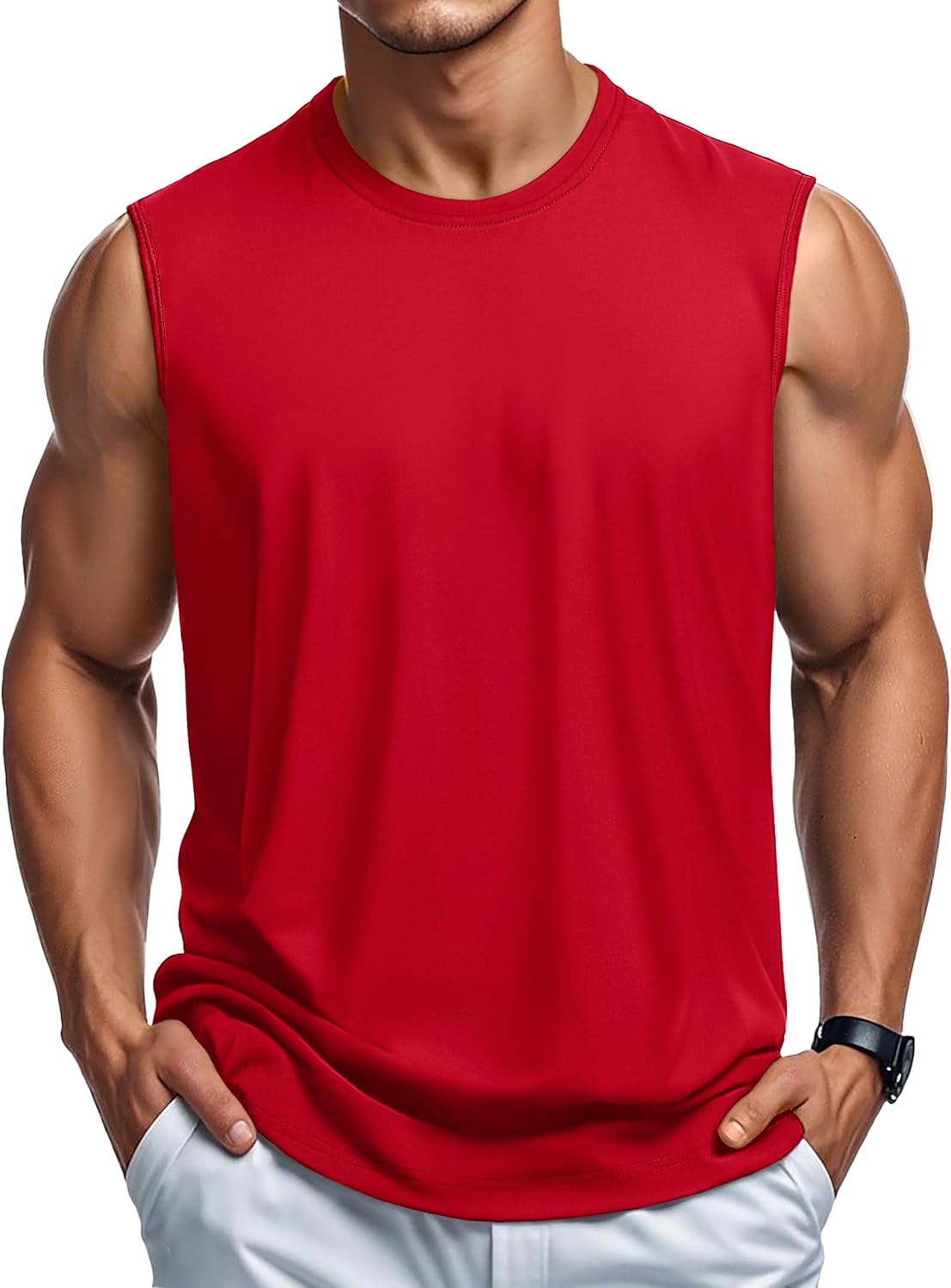 Men's Tank Top Cotton Muscle Workout Gym Shirts Moisture Wicking Lightweight Summer Casual Sleeveless Shirts