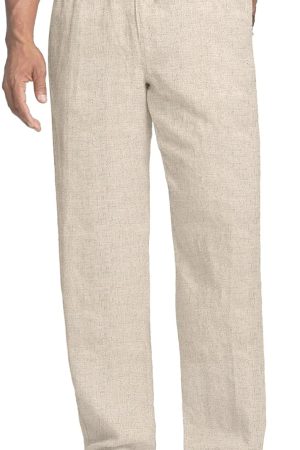 Men's Casual Linen Pants Elastic Waist Drawstring Beach Summer Pants Lightweight Linen Trousers