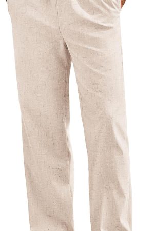 Men's Linen Pants Drawstring Casual Loose Fit Beach Summer Pants Lightweight Linen Trousers Yoga Pants