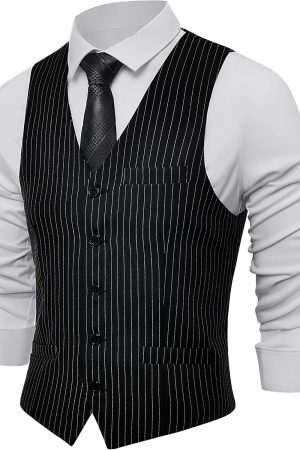 Men's Suit Vest Slim Fit Waistcoat Business Dress Vests for Suit Tuxedo