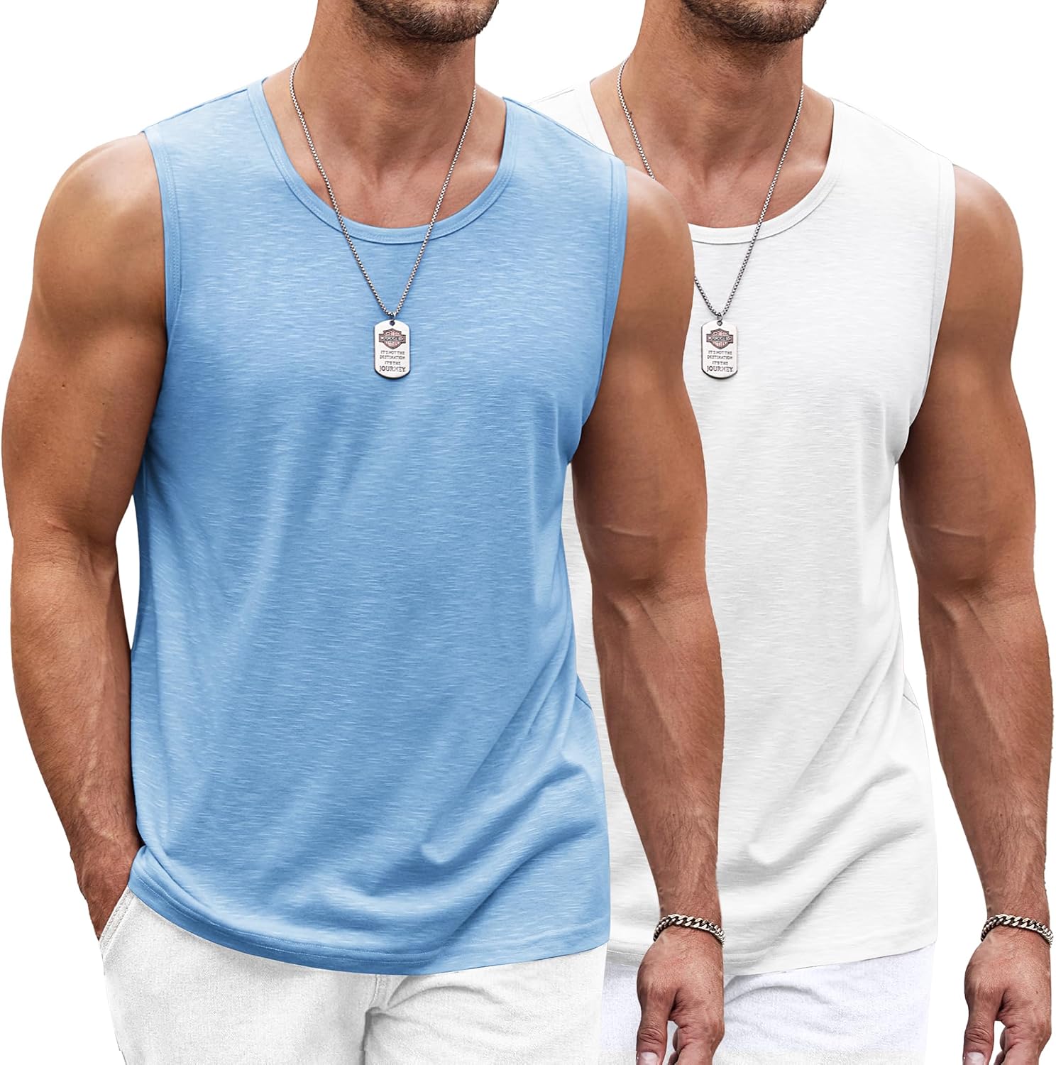 Men's Workout Tank Top 2 Pack Casual Soft Sleeveless Gym Muscle Shirts Bodybuilding Tee