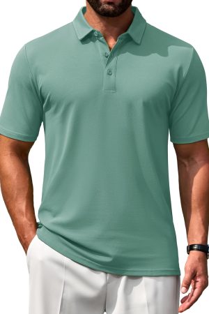 Men's Polo Shirts Short Sleeve Soft Cotton Pique T-Shirts 3 Buttons Classic Fit Casual Performance Golf Shirts