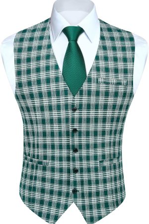 Men’s Slim Fit Suit Vest Waistcoat with 3 Pockets for Business Formal Wedding Prom and Casual Tuxedo Wear